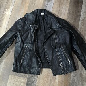 Girls Black Faux Leather Jacket